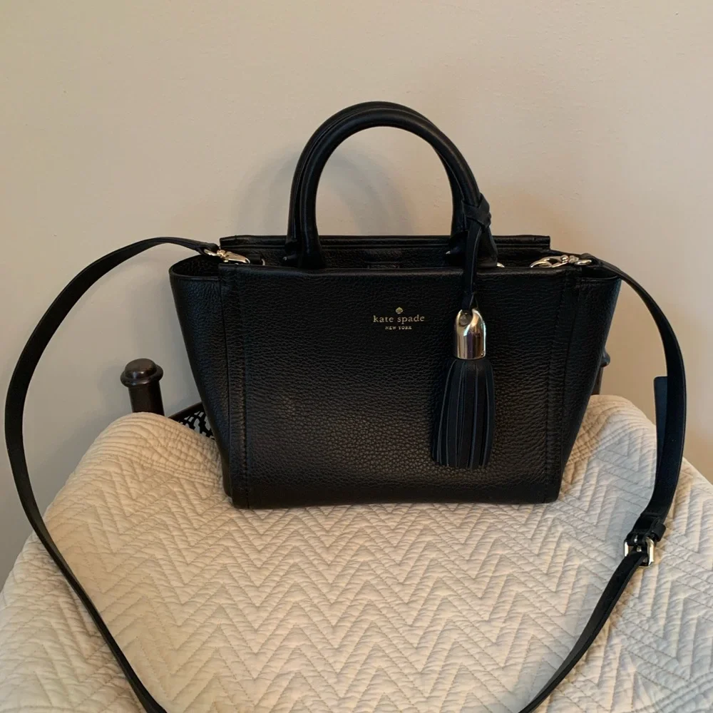 Kate Spade New York Small Rorie Wickham Place Black Leather Satchel Like New!